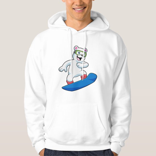 Sudadera Oso polar como snowboarder con snowboard (Anverso)