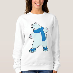 Sudadera Oso polar en patinaje sobre hielo con bufanda