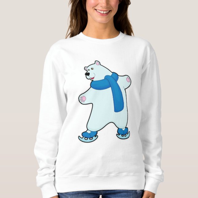 Sudadera Oso polar en patinaje sobre hielo con bufanda (Anverso)