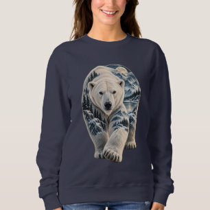 Sudadera Oso Polar Montaña Bajo la Luna Invierno Salvaje
