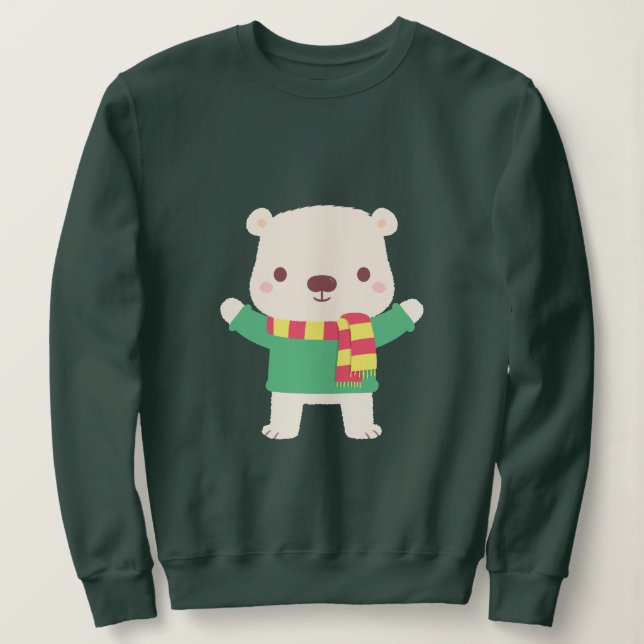 Sudadera Oso Polar Navideño Adorable (Anverso del diseño)