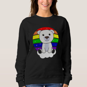 Sudadera Oso Polar Purpurina arcoiris Kawaii