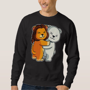 Sudadera Oso Polar Y Animales De Cuta De León Para Mujeres 