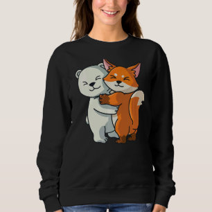 Sudadera Oso Polar Y Fox Cute Chica De Acoso A Animales