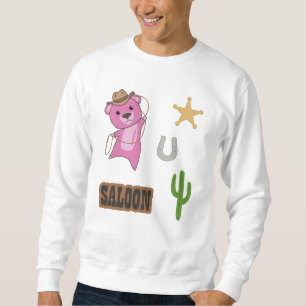 Sudadera Oso Rosa Oso Cowboy Occidental Saloon Cactus Pegat