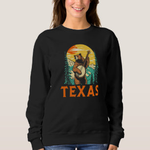 Sudadera Oso tocando el banjo de Texas al aire libre y músi