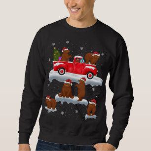 Sudadera Osos conduciendo Árbol de Navidad Camión Rojo Oso 