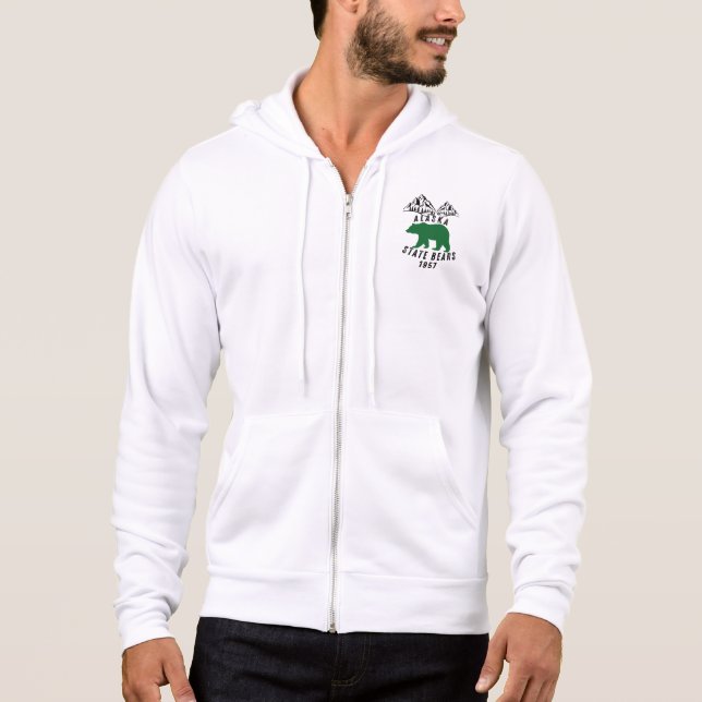 Sudadera Osos del Estado de Alaska Diseño Retro Blanco 1957 (Anverso)