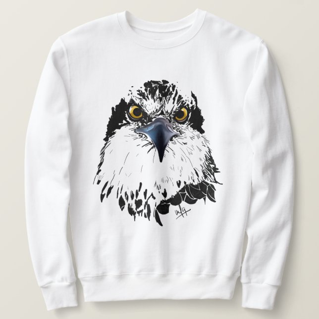 Sudadera Osprey Drawing Black and White Piereyyes Oyes (Anverso del diseño)