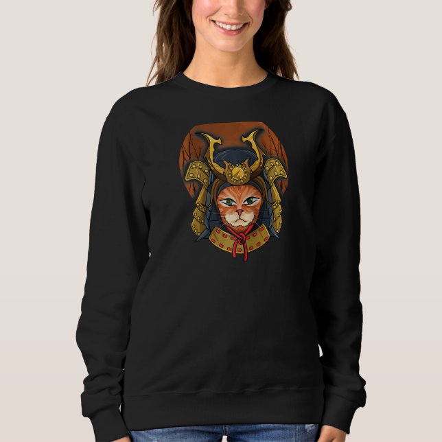 Sudadera Otak de artartwork japonés retro del gato samurai (Anverso)