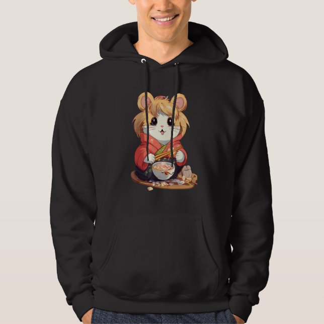 Sudadera Otaku Hamster come comida japonesa fideos de Ramen (Anverso)