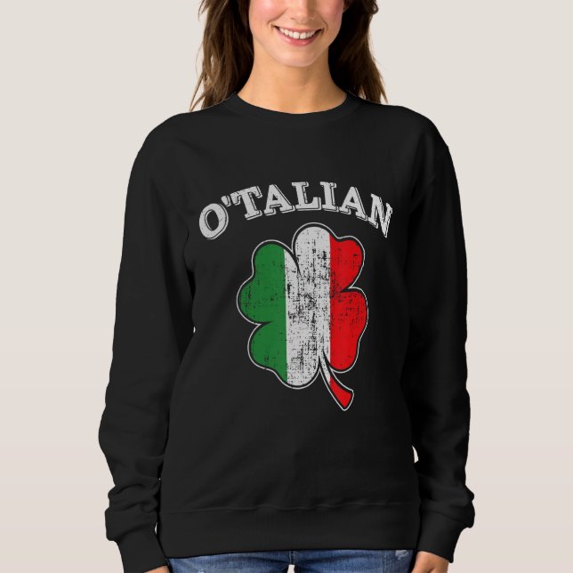 Sudadera O'talian shamrock and italy flag for italian St Pa (Anverso)