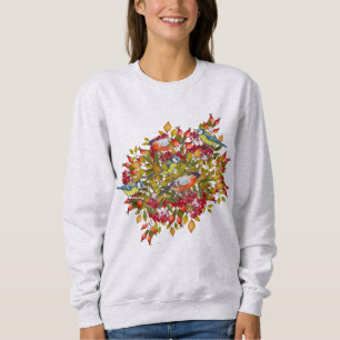 Sudadera Otoño de las hojas botánicas Berries y pájaros