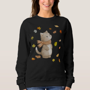 Sudadera Otoño deja gato - Ilustracion gitano acogedor otoñ