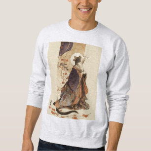 Sudadera "Otoño ensoñador" Gato japonés con kimono Arte