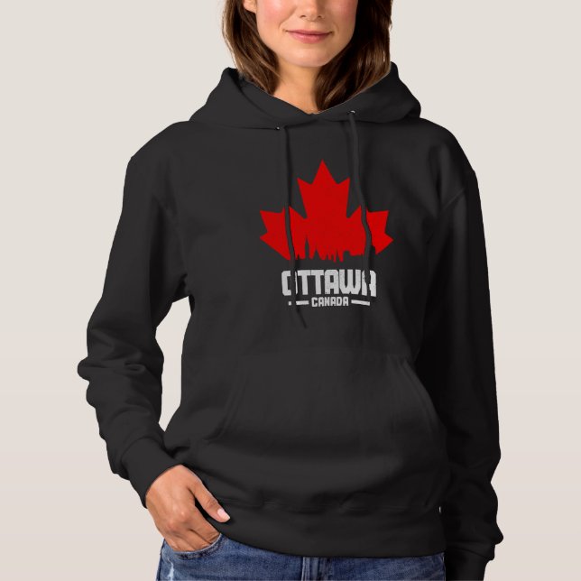 Sudadera Ottawa Quebec Canadá Hoja de Arce Bandera Canadien (Anverso)