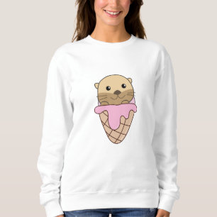 Sudadera Otter Crema De Hielo Rosa Waffle Animales Dulces P