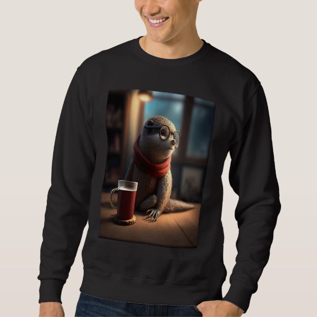 Sudadera Otter  Nerd Otter Drinking Coffee  1 (Anverso)