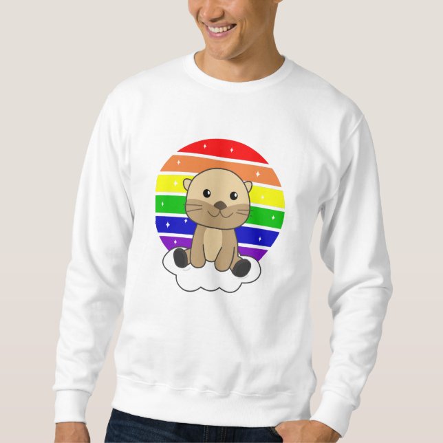 Sudadera Otter Rainbow Sweet Animals Colorful (Anverso)