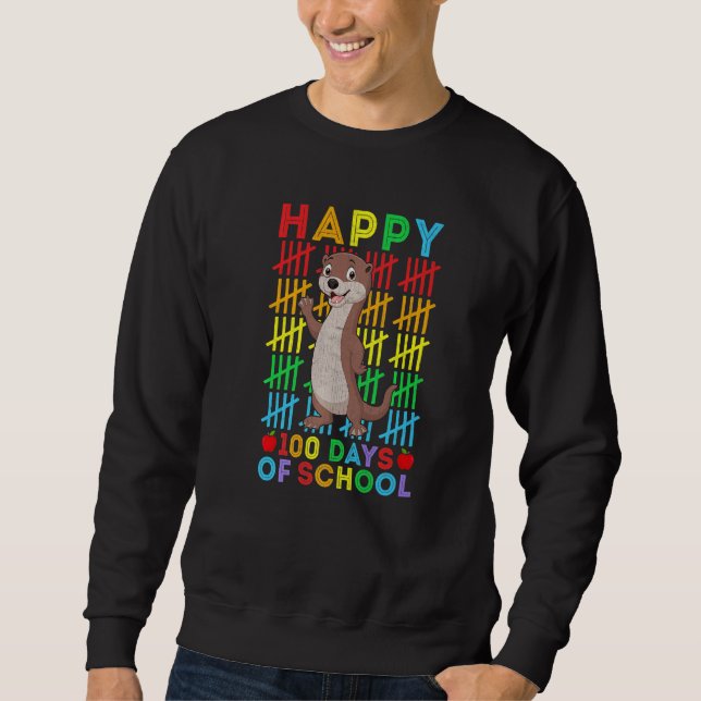 Sudadera Otter Teacher Student Happy 100 Days of School (Anverso)
