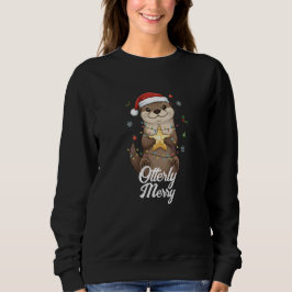 Sudadera Otterly Merry Christmas - Cute Otter Santa Hat
