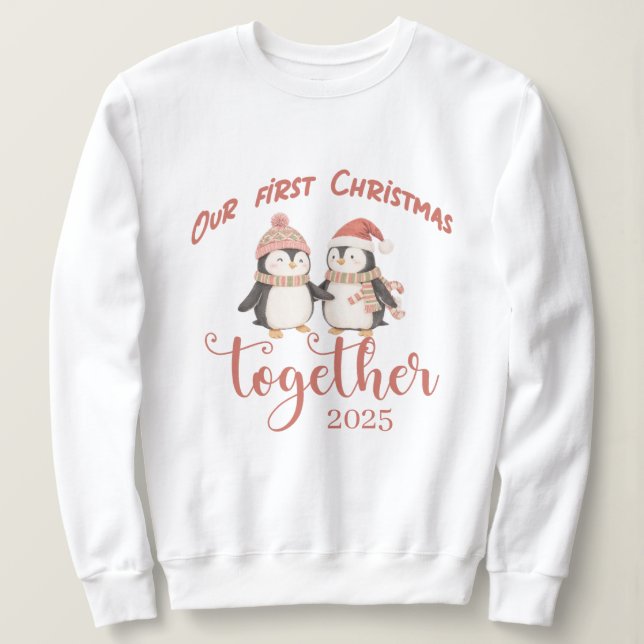 Sudadera Our first Christmas together.Penguin couple design (Anverso del diseño)