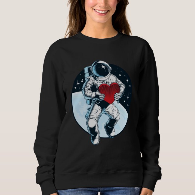 Sudadera Outer Space Valentine Astronaut Holding Red Heart (Anverso)