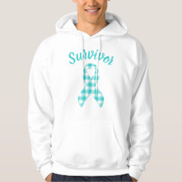 Sudadera Ovarian Cancer Plaid Teal Ribbon Survivor