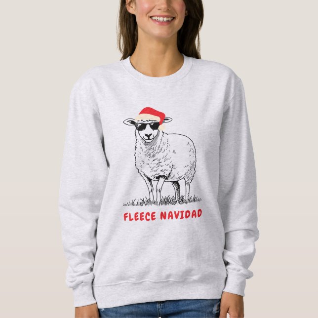 Sudadera Oveja Fleece Navidad con Gafas de Sol (Anverso)