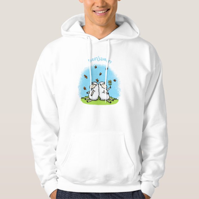 Sudadera Ovejas lindas amigas y dibujos animados de maripos (Anverso)