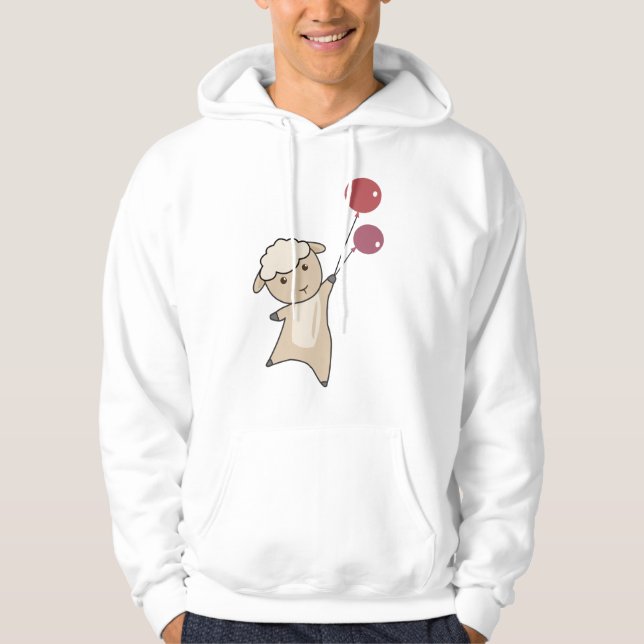 Sudadera Ovejas vuelan con globos de animales divertidos (Anverso)