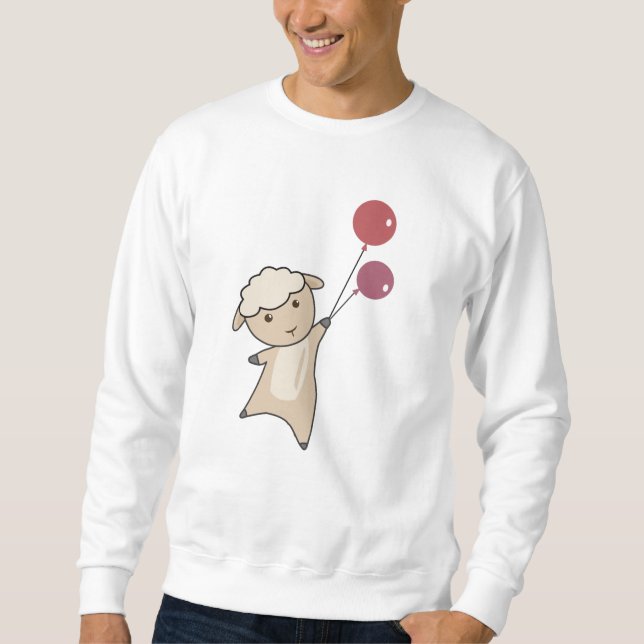 Sudadera Ovejas vuelan con globos de animales divertidos (Anverso)