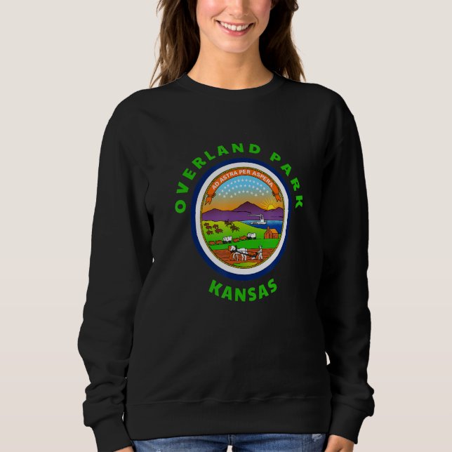 Sudadera Overland Park Kansas KS Flag Badge Roundlet Souven (Anverso)