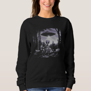 Sudadera OVNI Alien Extra Terrestrial picnic negro gato Fun