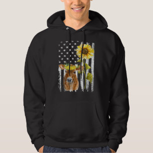 Sudadera Ow Bandera Estadounidense Vaca De Girasol Para Hom
