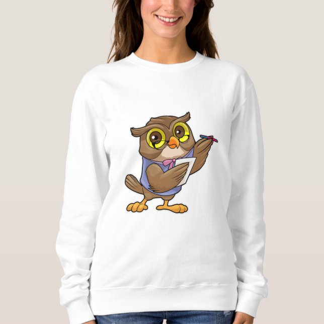 Sudadera Owl como secretario con lápiz y nota (Anverso)