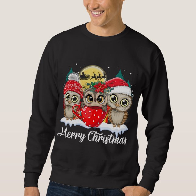 Sudadera Owl Lover Merry Christmas Funny Owings Ugly Christ (Anverso)