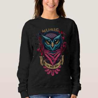 Sudadera Owl Rock  Music Is My Life Music Note Design