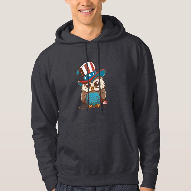 Sudadera Owl USA Independence Day 4 de julio Lechuza nortea (Anverso)