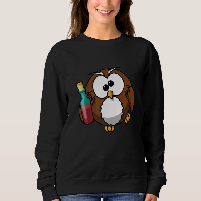 Sudadera Owl Wine Drinking Women Owl (Anverso)