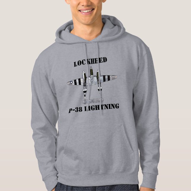 Sudadera P-38 D-Day Stripes con Lockheed P-38 Lightning (Anverso)