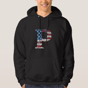 Sudadera P Letra Monograma inicial Alfabeto Patriótico Amer