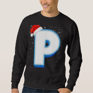 Sudadera P Navidades de capital de nieve Letra alfabética m