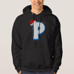 Sudadera P Navidades de capital de nieve Letra alfabética m