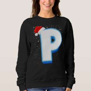 Sudadera P Navidades de capital de nieve Letra alfabética m