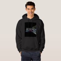 Paddle Steamer Popout Art, Hombres Negro Hoodie