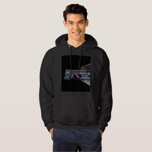 Sudadera Paddle Steamer Popout Art, Hombres Negro Hoodie