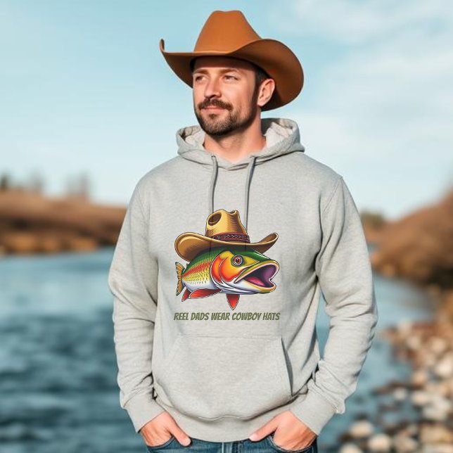 Sudadera Padres con peces divertidos que usan un Gorra de v (Funny Fish with a Cowboy Hat Fathers day gift, gifts for him)