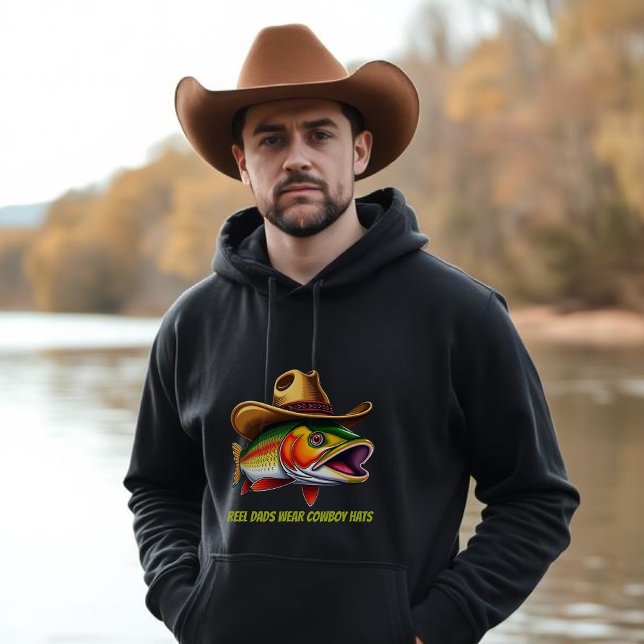 Sudadera Padres con peces divertidos que usan un Gorra de v (Funny Hoodie for Men Fish wearing a Cowboy Hat Fathers Day Gift Gifts for him)