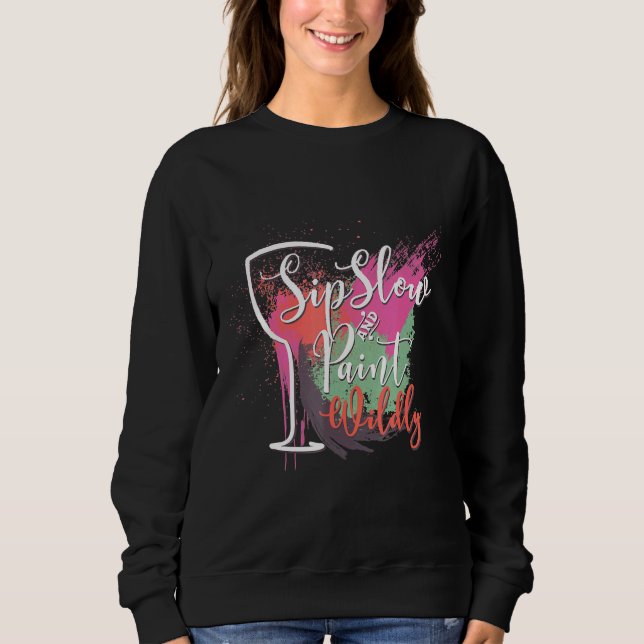 Sudadera Paint And Sip Night Fiesta Wine Canvas Wild Fun Vi (Anverso)